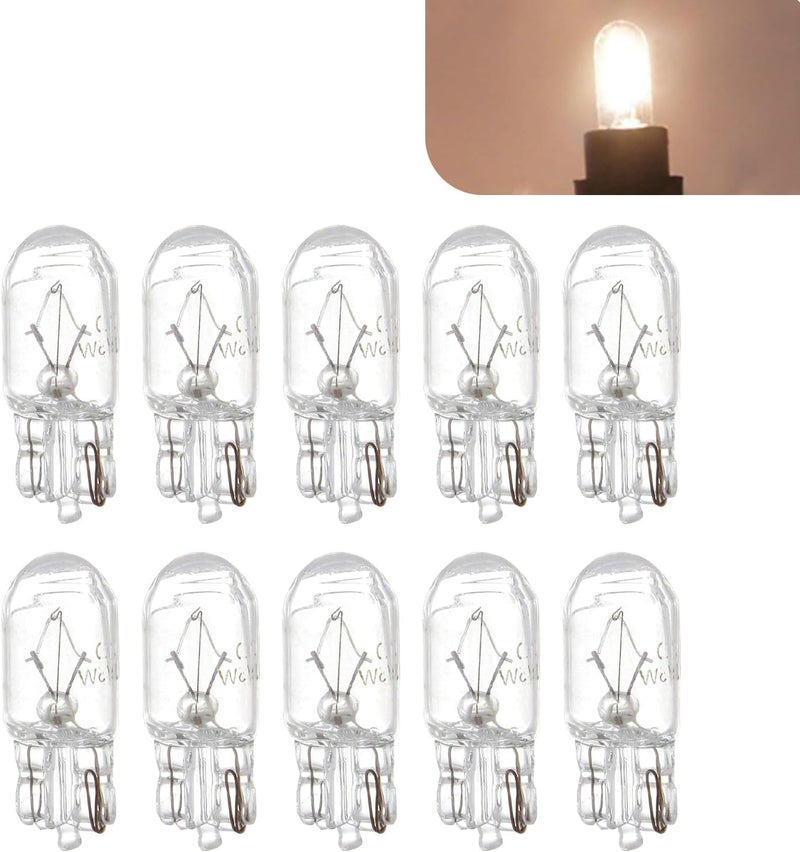 Downhill 10 PCS T10 168 192 Bulb,12V 5W Shockproof Quartz Glass Instrument Light/side Light/Taillight, Multi-function Plug and Play Turn Signal Lights, Universal T10 Bulb Replace (Warm white light) - Image 1
